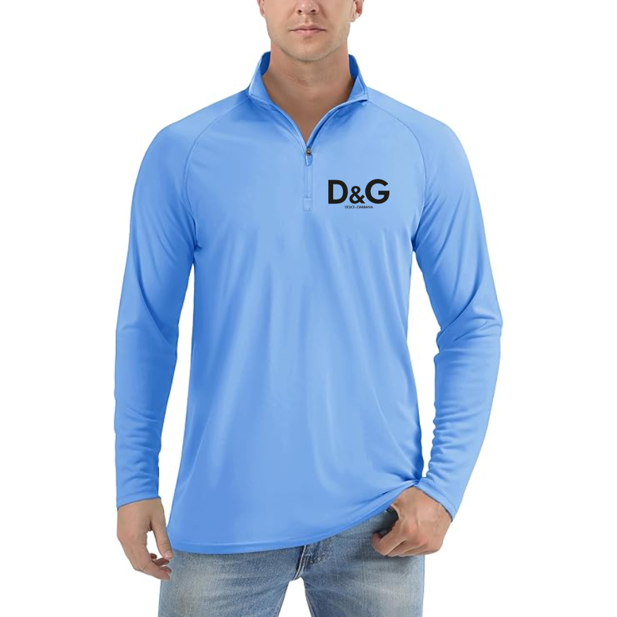 Men’s Dolce and Gabbana Lightweight Quarter-Zip Athletic Shirt – Long Sleeve Polyester Wear