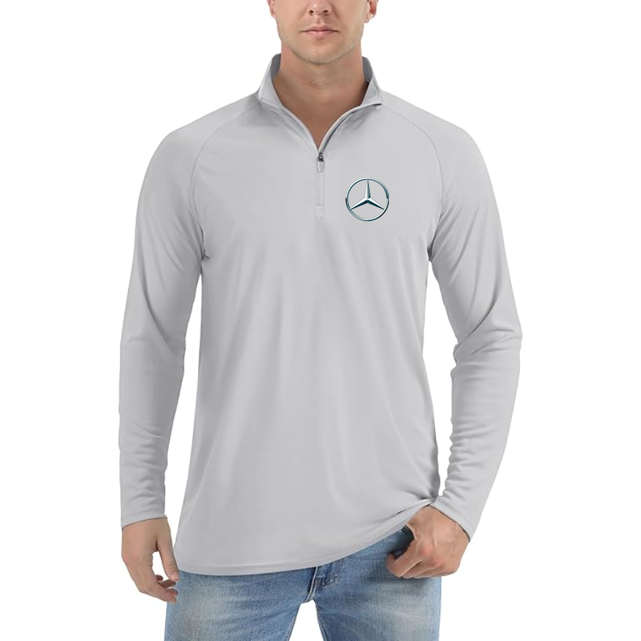 Men’s Mercedes-Benz Car NEW - Lightweight Quarter-Zip Athletic Shirt – Long Sleeve Polyester Wear