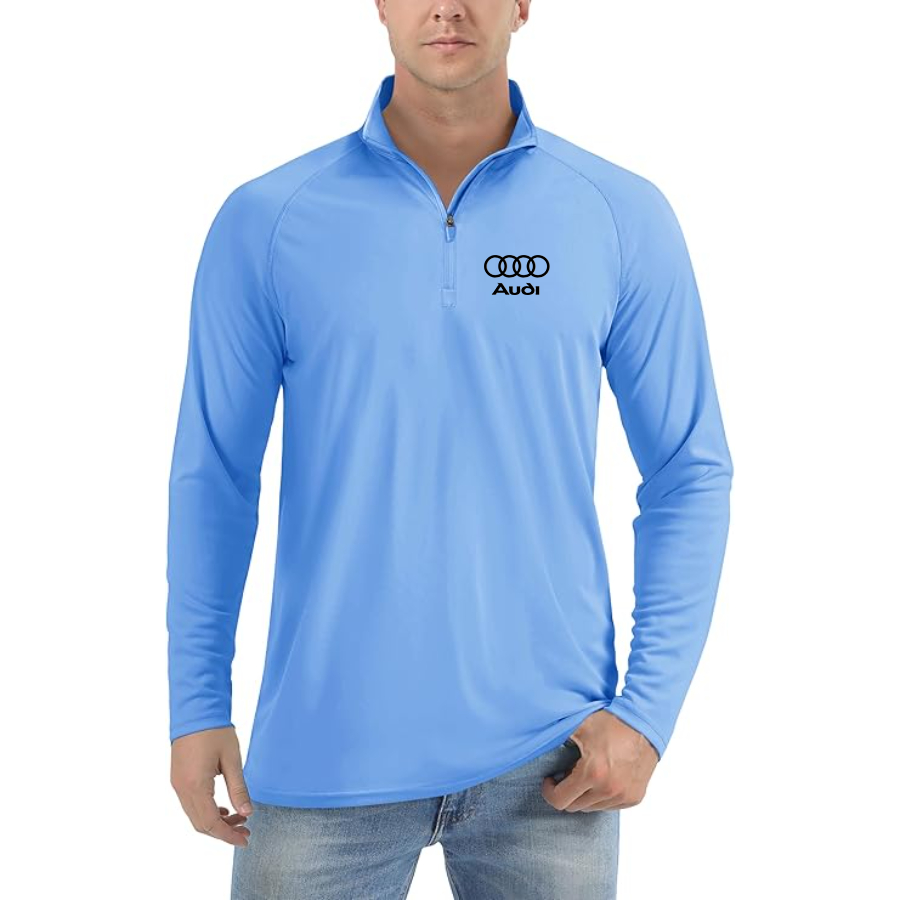 Men’s Audi Car- Lightweight Quarter-Zip Athletic Shirt – Long Sleeve Polyester Wear