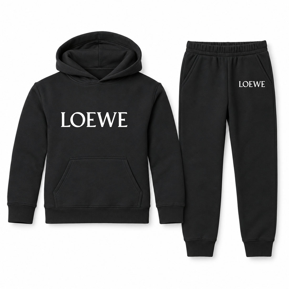 Loewe Youth Hoodie Jogger Set | Black | Youth Large, ages 10–12