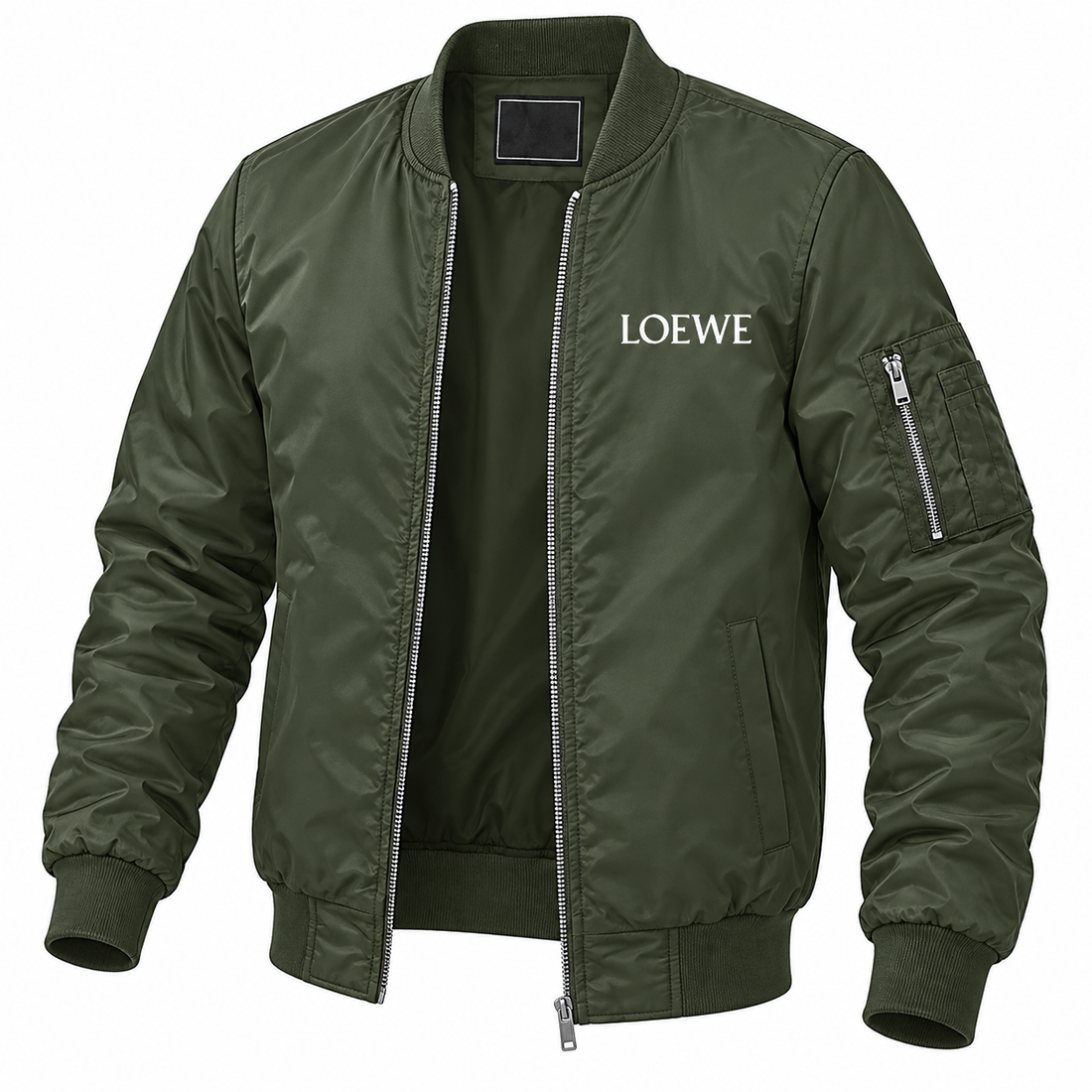Men's Loewe Lightweight Bomber Jacket | Color: Army Green | Image 4