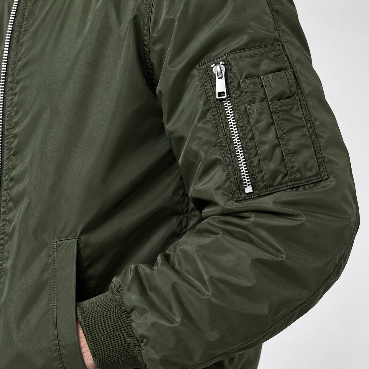 Men's Loewe Lightweight Bomber Jacket | Color: Army Green | Image 5