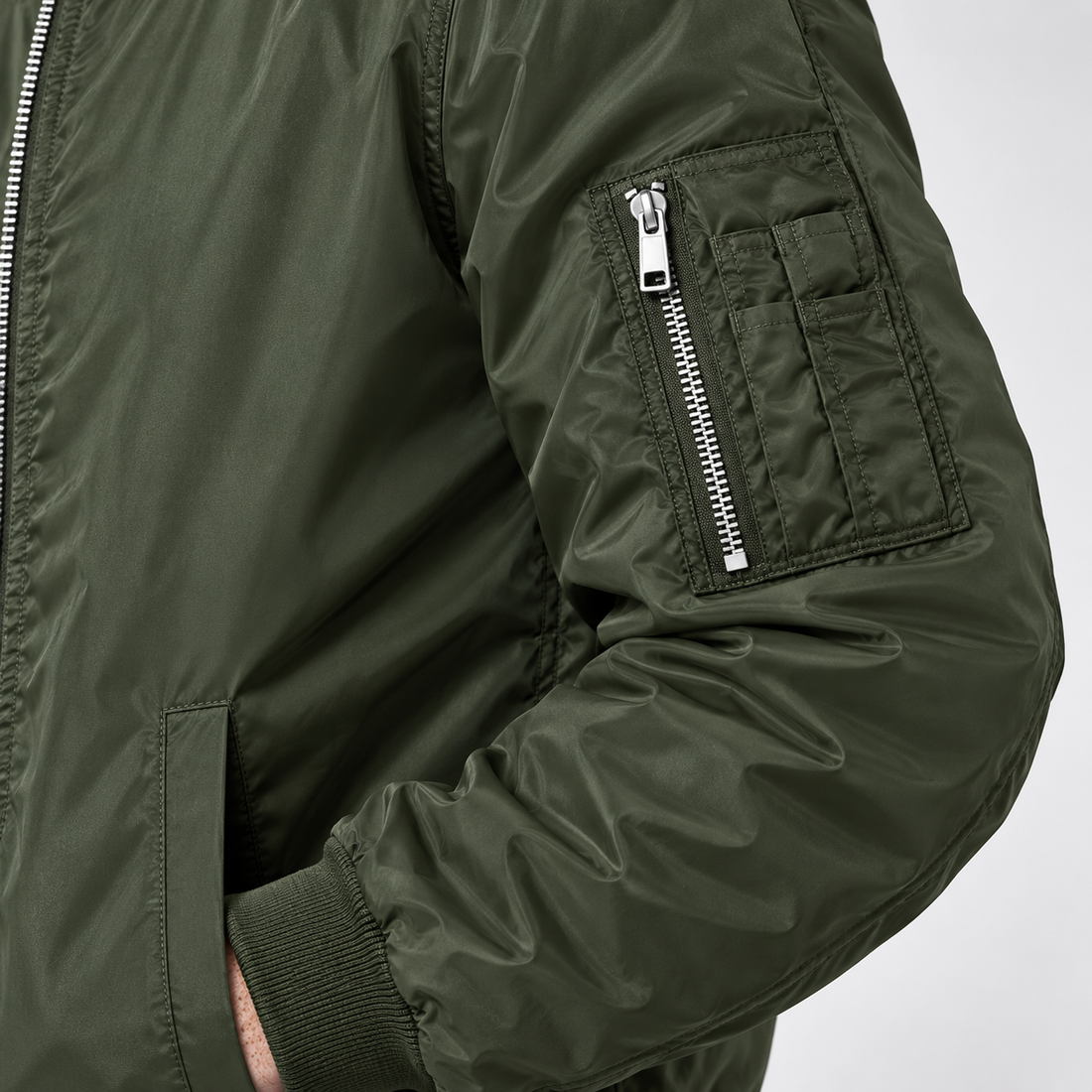 Men's Loewe Lightweight Bomber Jacket | Color: Army Green | Image 5