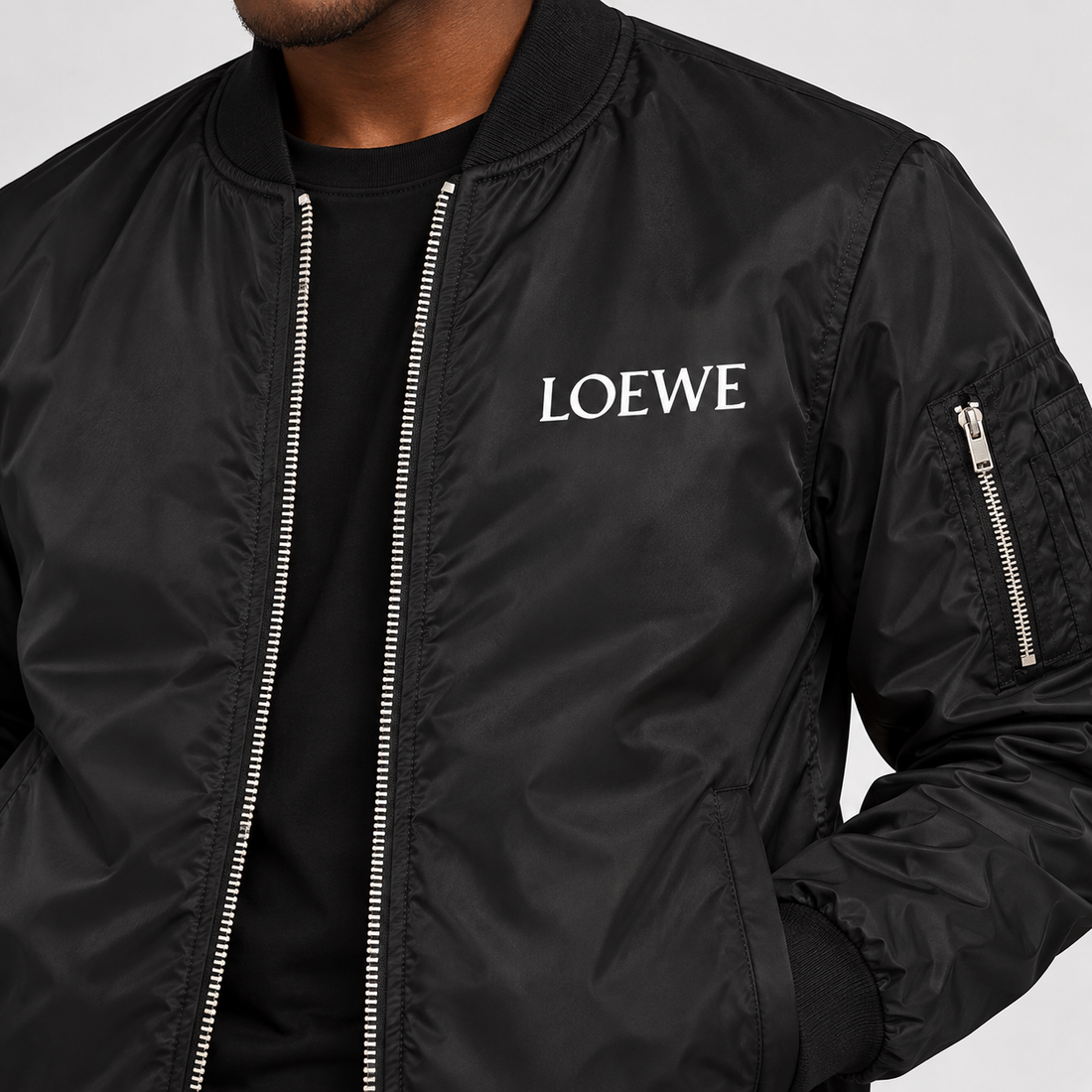 Men's Loewe Lightweight Bomber Jacket | Color: Black | Image 2