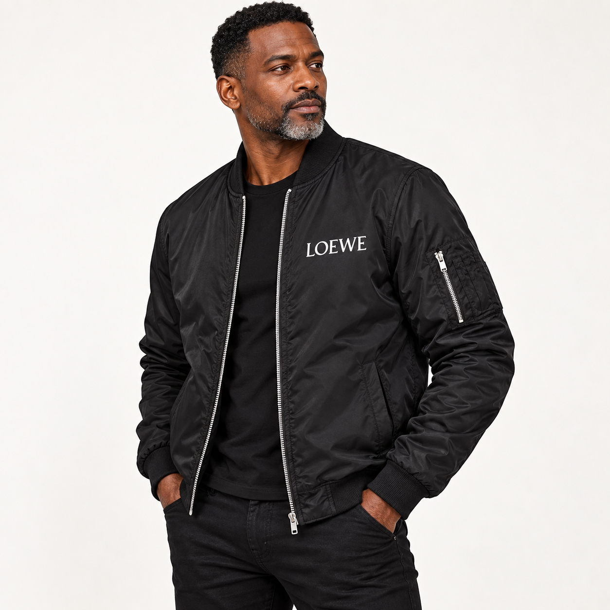 Men's Loewe Lightweight Bomber Jacket | Color: Black | Image 3