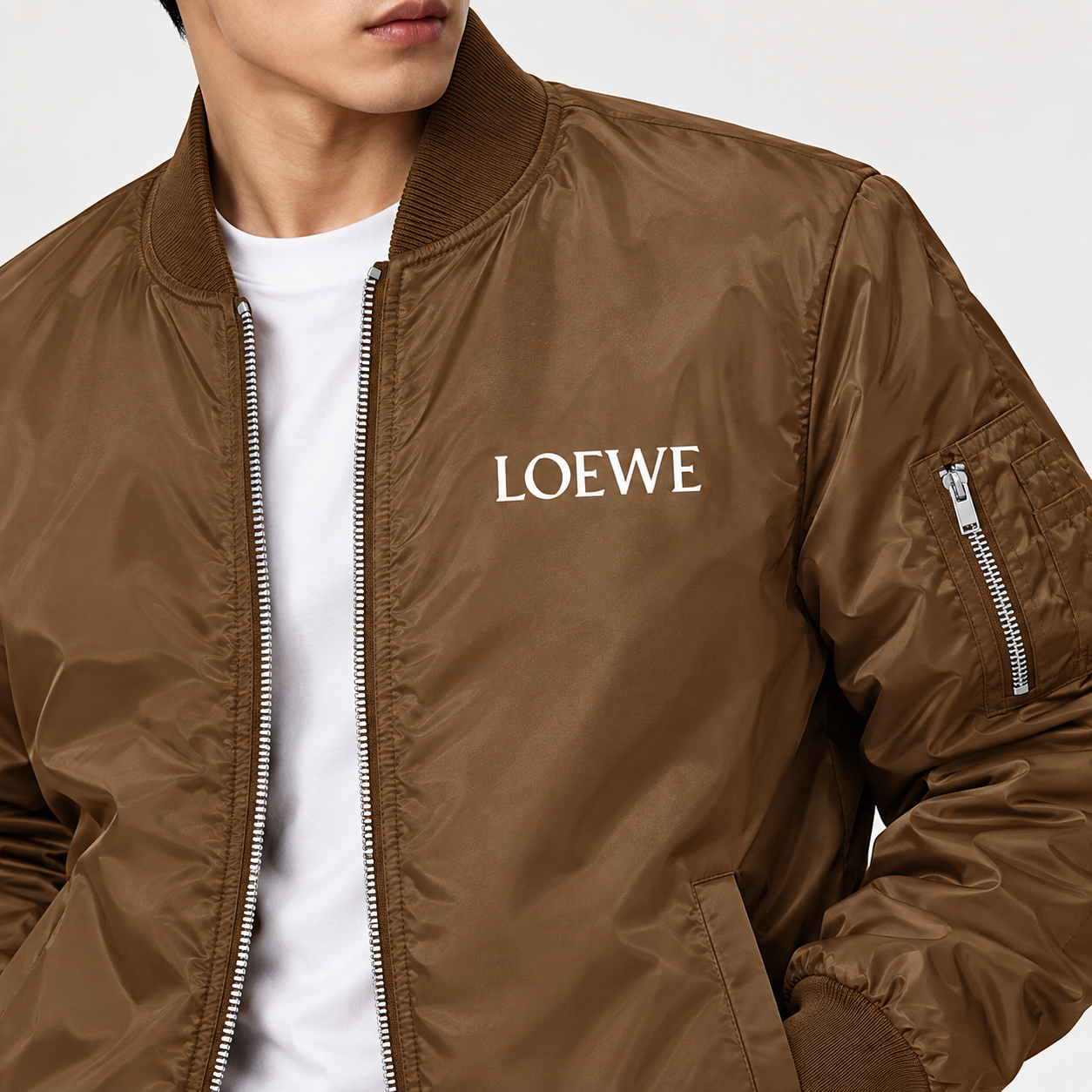 Men's Loewe Lightweight Bomber Jacket | Color: Brown | Image 2