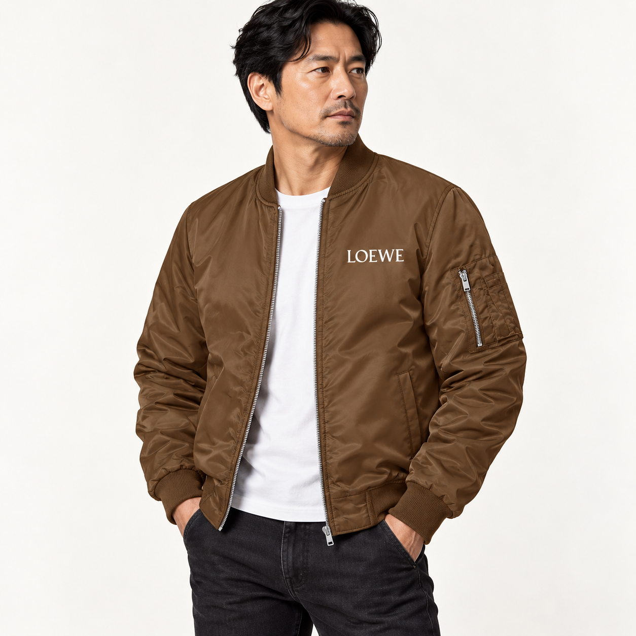 Men's Loewe Lightweight Bomber Jacket | Color: Brown | Image 3