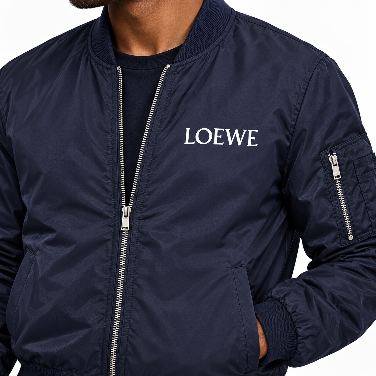 Men's Loewe Lightweight Bomber Jacket | Color: Navy | Image 2