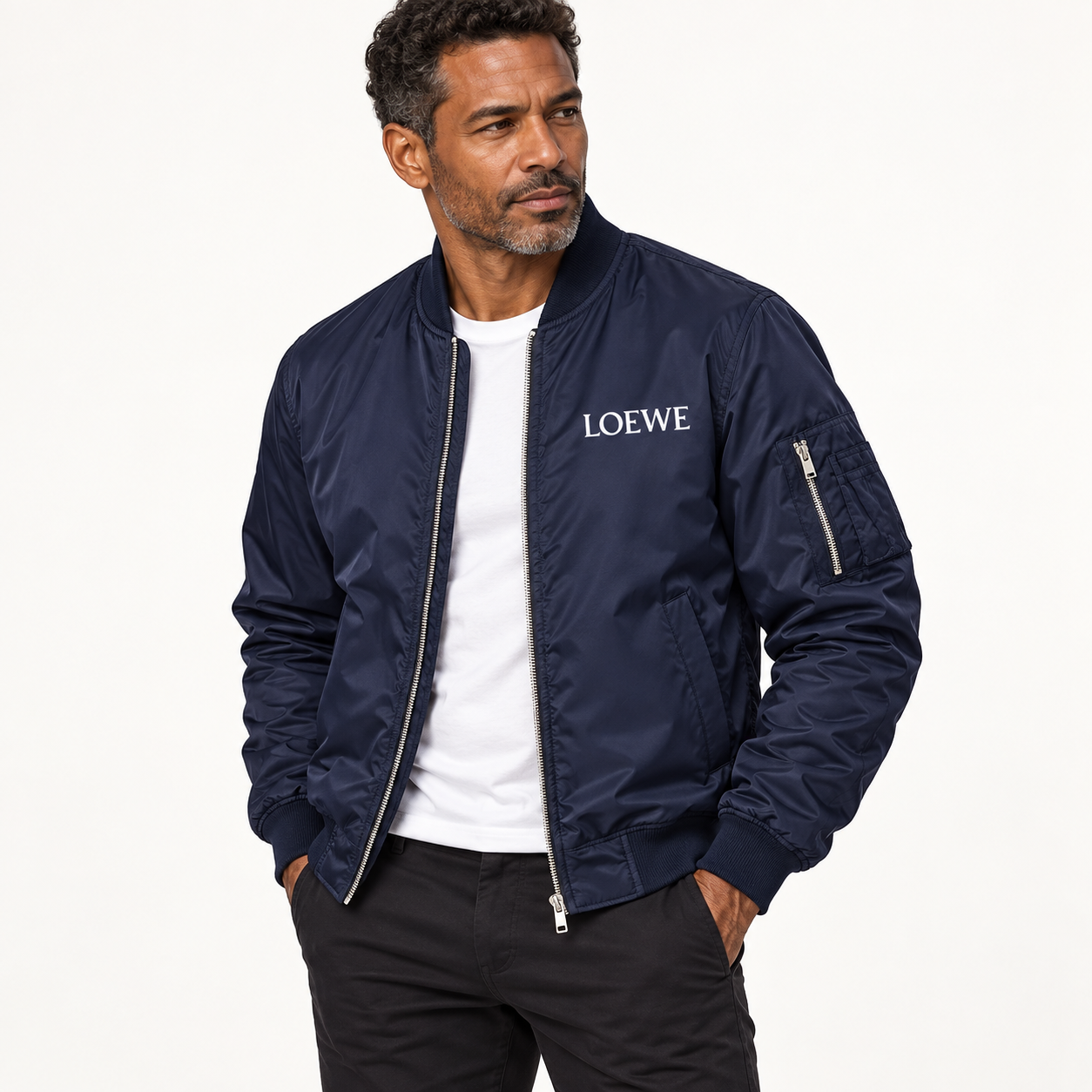 Men's Loewe Lightweight Bomber Jacket | Color: Navy | Image 3