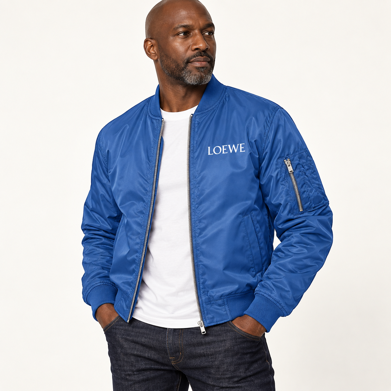 Men's Loewe Lightweight Bomber Jacket | Color: Royal Blue | Image 3