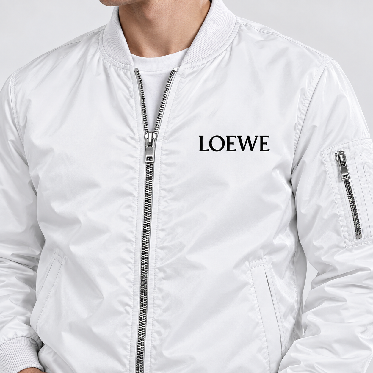 Men's Loewe Lightweight Bomber Jacket | Color: White | Image 2
