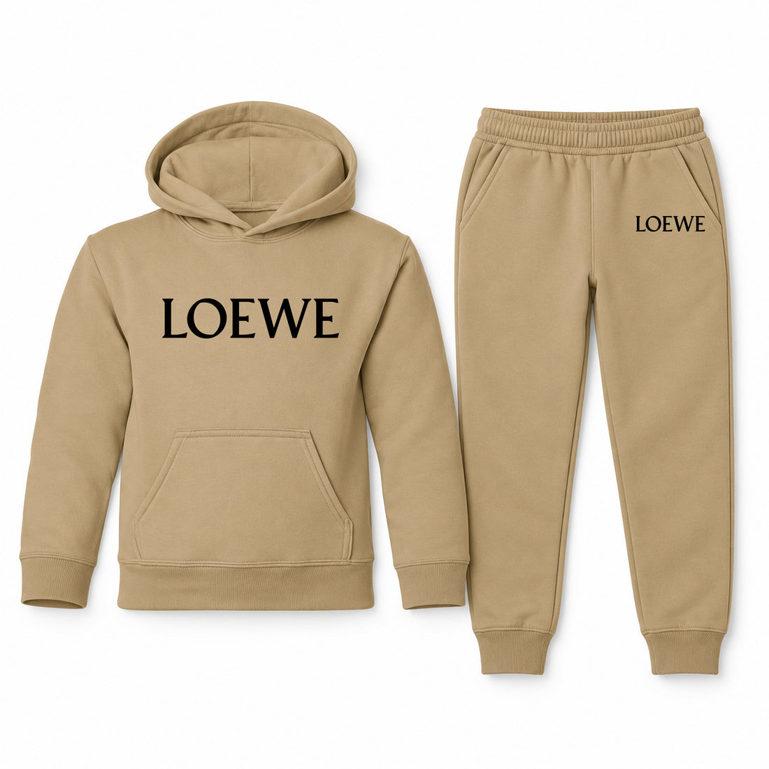 Loewe Youth Hoodie Jogger Set | Khaki | Youth Large, ages 10–12