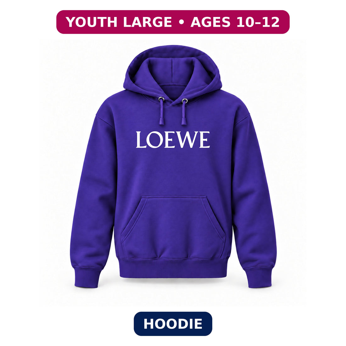 Loewe - Youth Large Hoodie (Ages 10–12) | Color: Purple