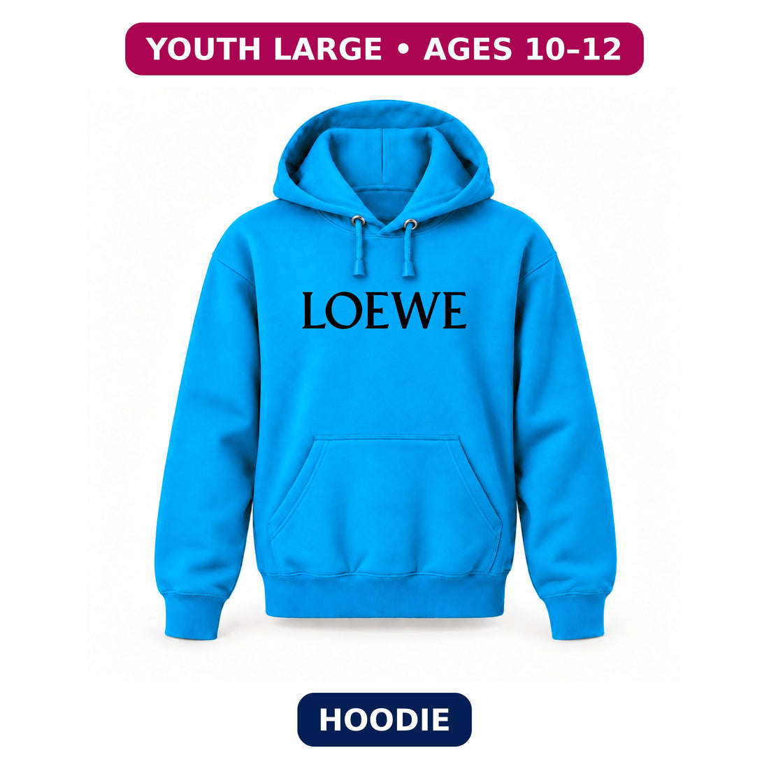 Loewe - Youth Large Hoodie (Ages 10–12) | Color: Turquoise