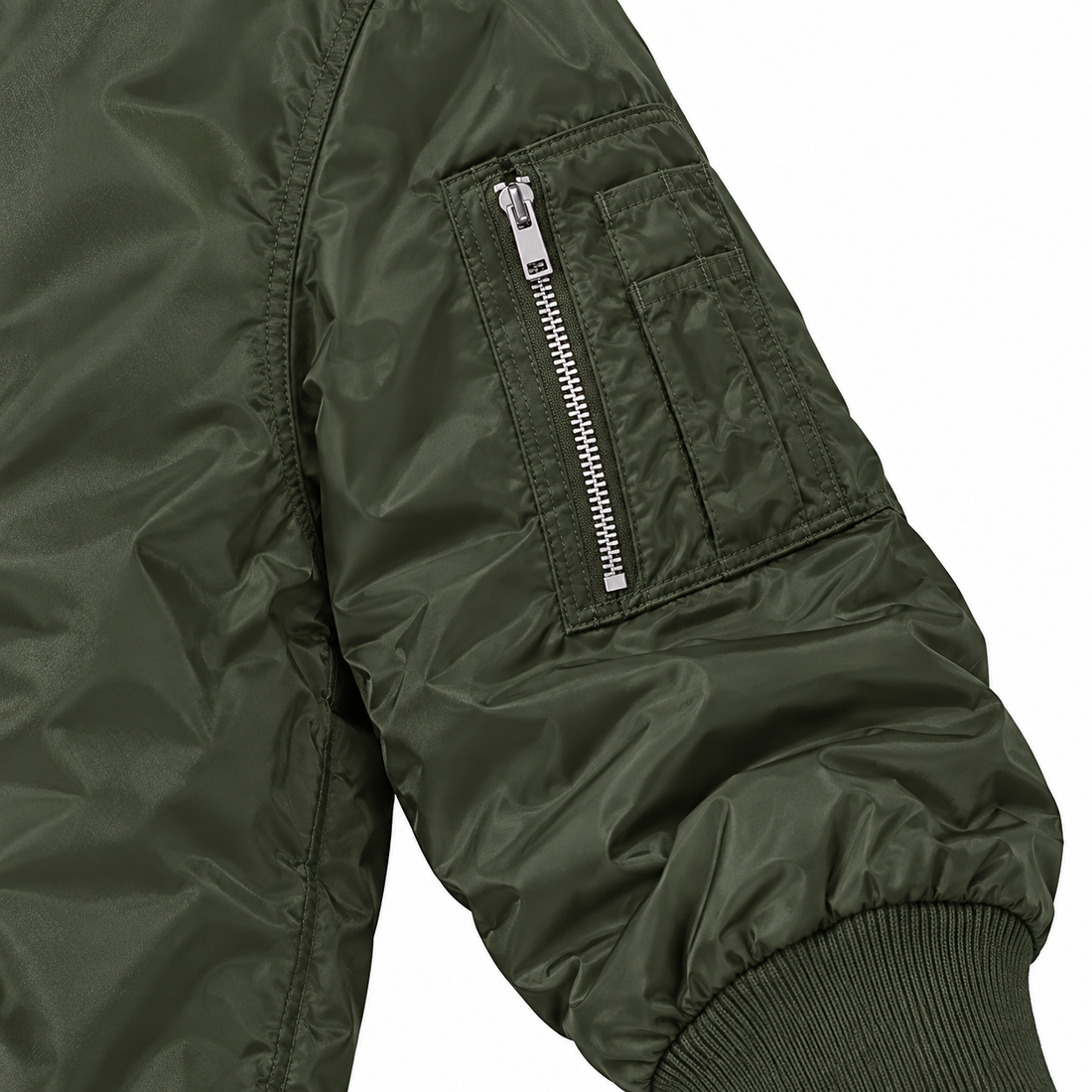 Men's Christian Louboutin Lightweight Bomber Jacket Windbreaker Softshell Varsity Jacket Coat | Color: Army Green | Image 4