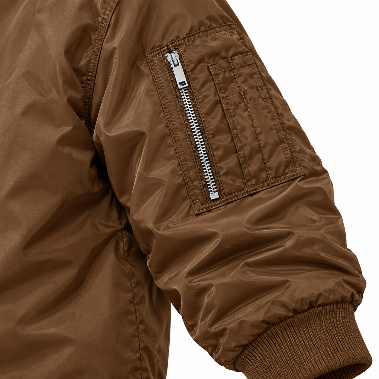 Men's Christian Louboutin Lightweight Bomber Jacket Windbreaker Softshell Varsity Jacket Coat | Color: Brown | Image 4