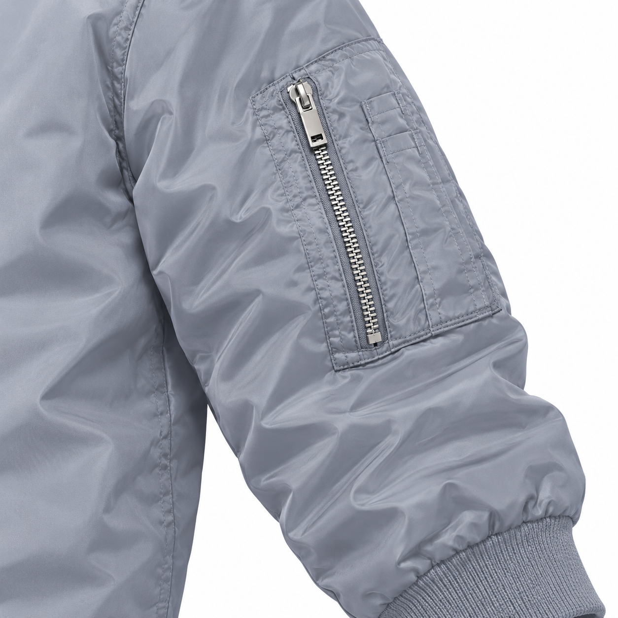 Men's Christian Louboutin Lightweight Bomber Jacket Windbreaker Softshell Varsity Jacket Coat | Color: Grey | Image 4