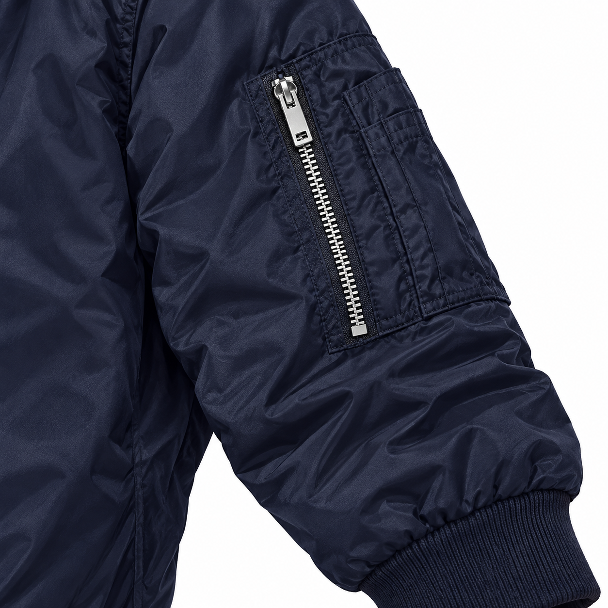 Men's Christian Louboutin Lightweight Bomber Jacket Windbreaker Softshell Varsity Jacket Coat | Color: Navy | Image 4