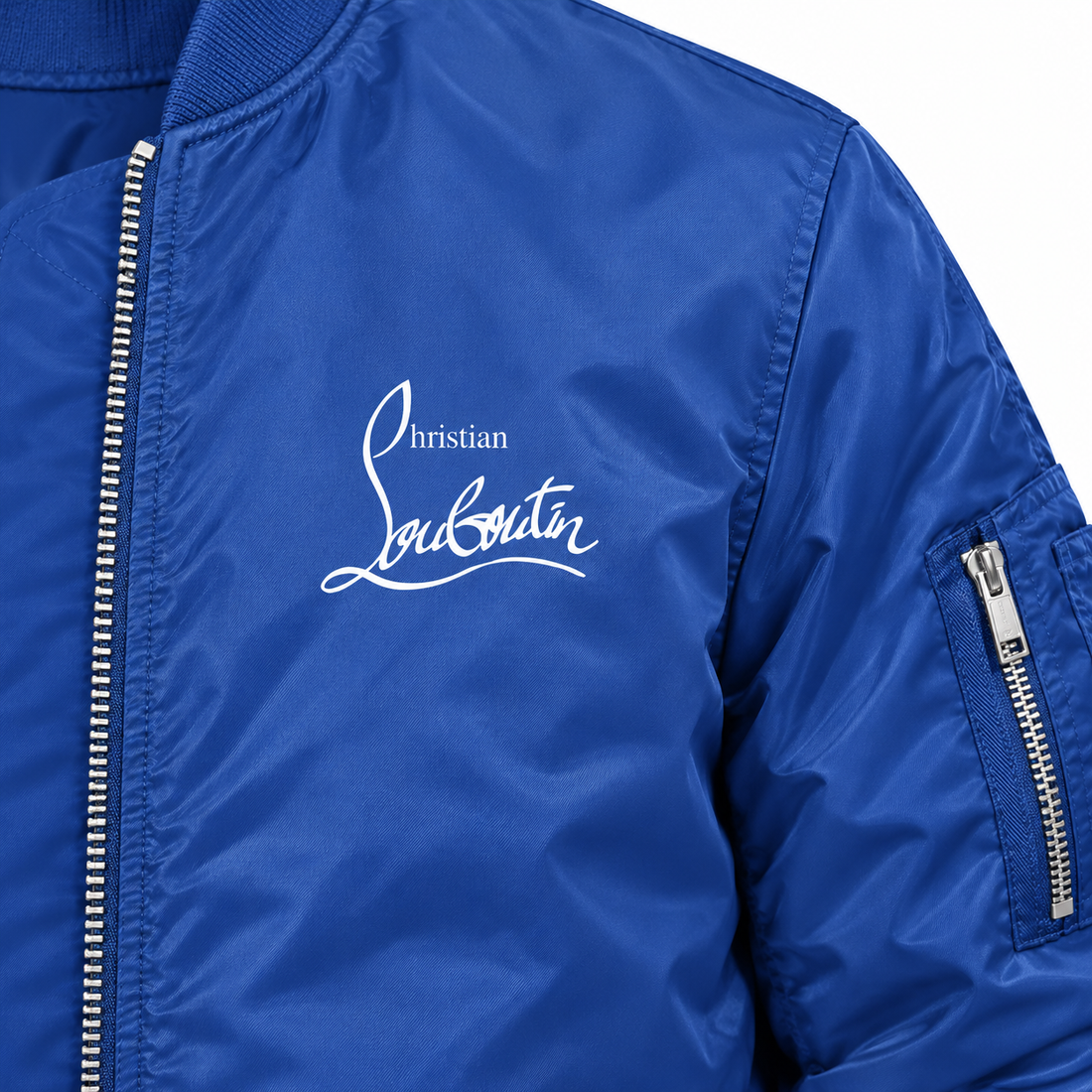 Men's Christian Louboutin Lightweight Bomber Jacket | Color: Royal Blue | Image 3