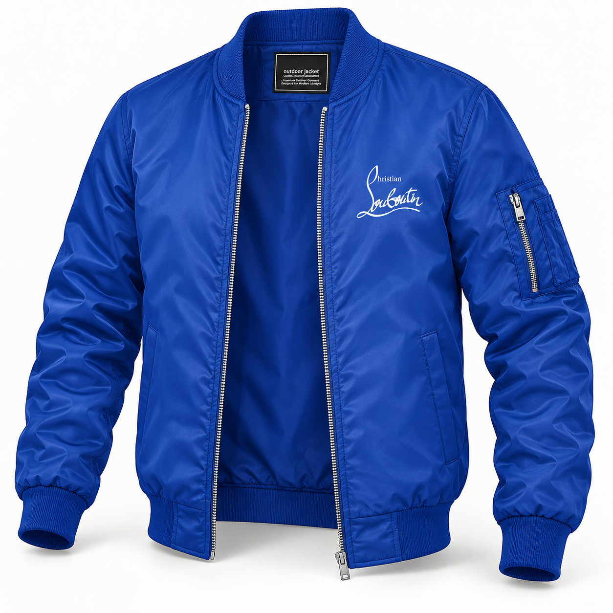 Men's Christian Louboutin Lightweight Bomber Jacket | Color: Royal Blue | Image 5