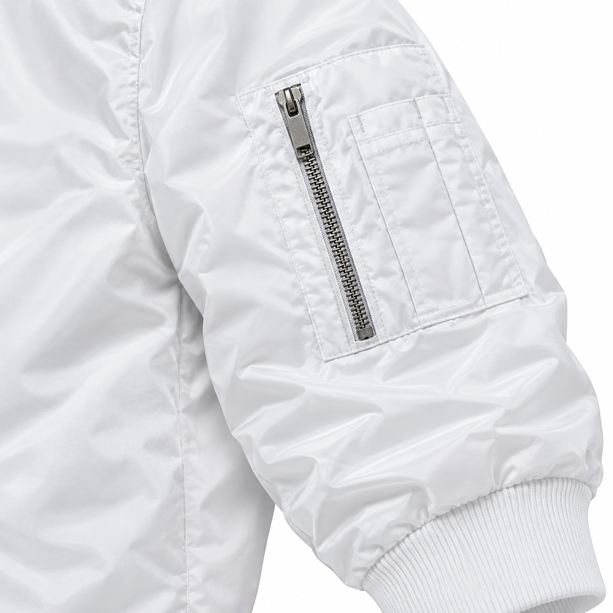 Men's Christian Louboutin Lightweight Bomber Jacket Windbreaker Softshell Varsity Jacket Coat | Color: White | Image 4