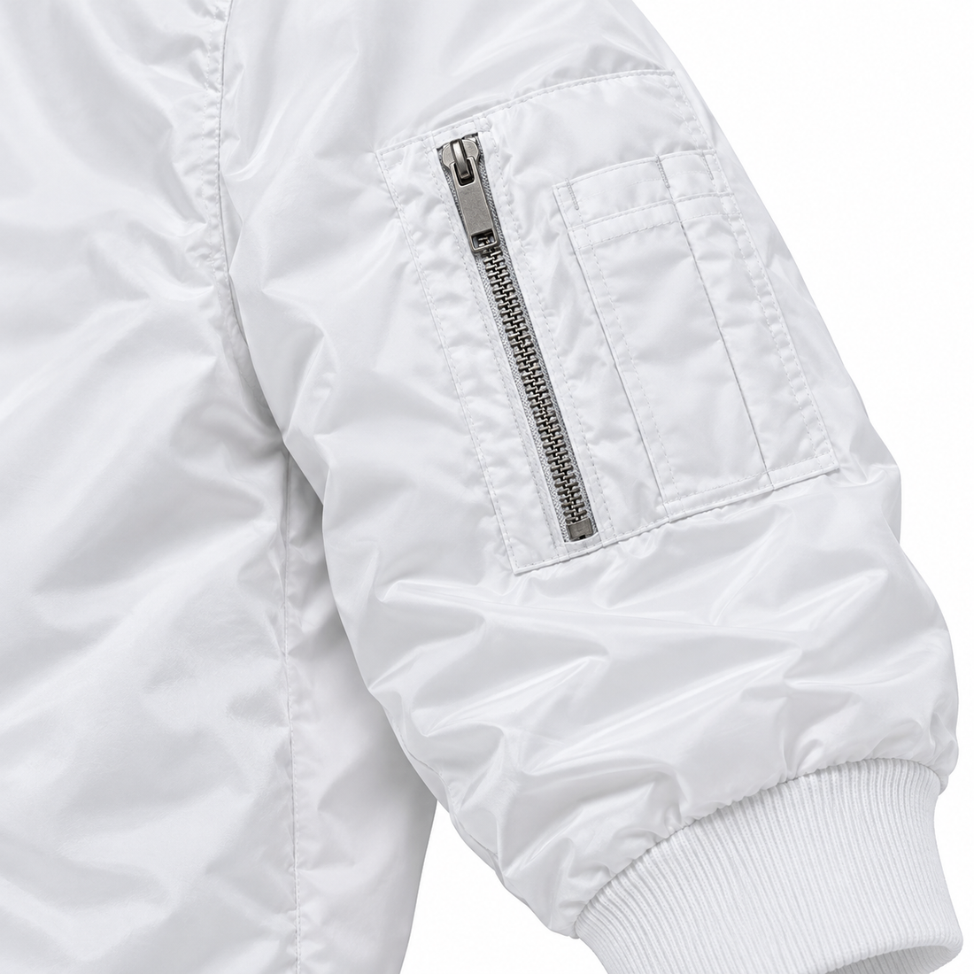 Men's Christian Louboutin Lightweight Bomber Jacket Windbreaker Softshell Varsity Jacket Coat | Color: White | Image 4