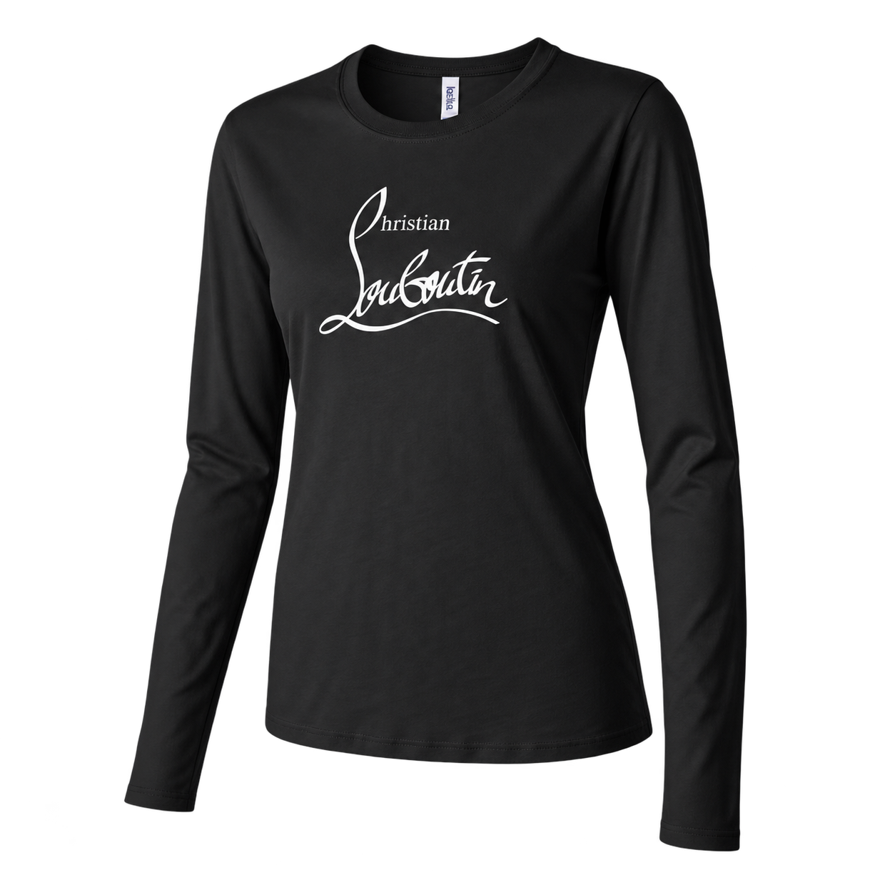 Women's Christian Louboutin Long Sleeve T-Shirt - Black - three-quarter