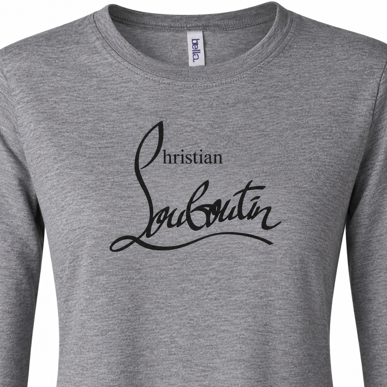 Women's Christian Louboutin Long Sleeve T-Shirt - Grey - detail