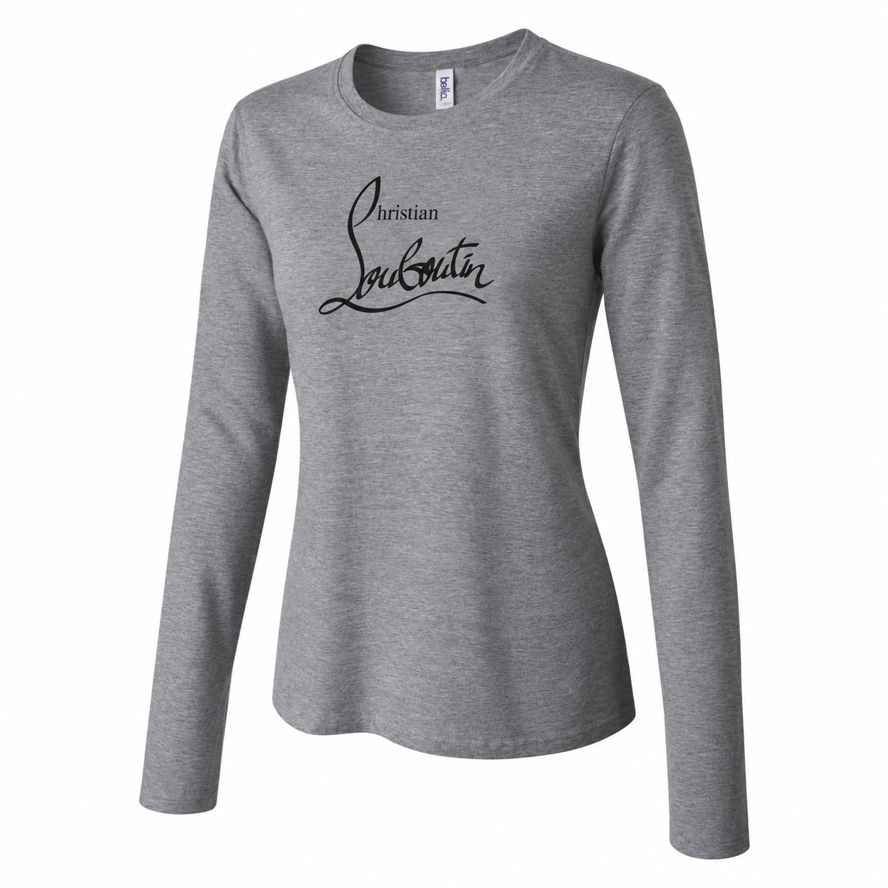 Women's Christian Louboutin Long Sleeve T-Shirt - Grey - three-quarter