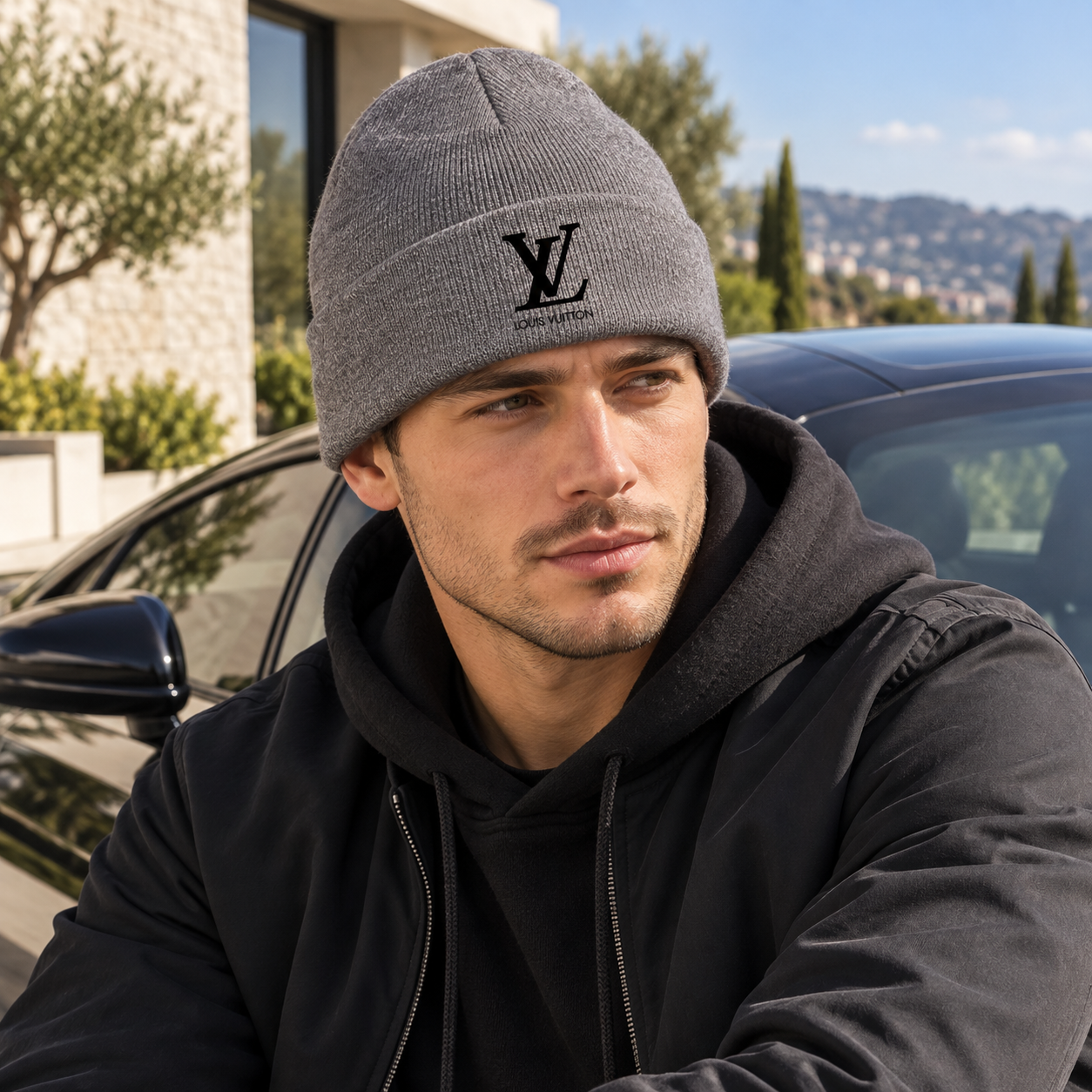 Louis Vuitton Beanie Hat | Color: Grey | Image 4