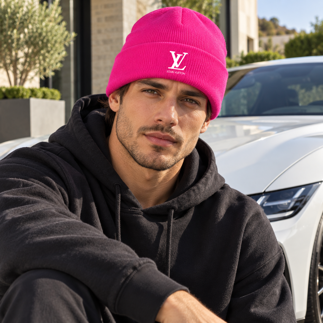 Louis Vuitton Beanie Hat | Color: Hot Pink | Image 4
