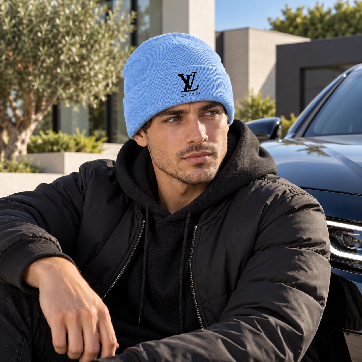 Louis Vuitton Beanie Hat | Color: Sky Bllue | Image 4