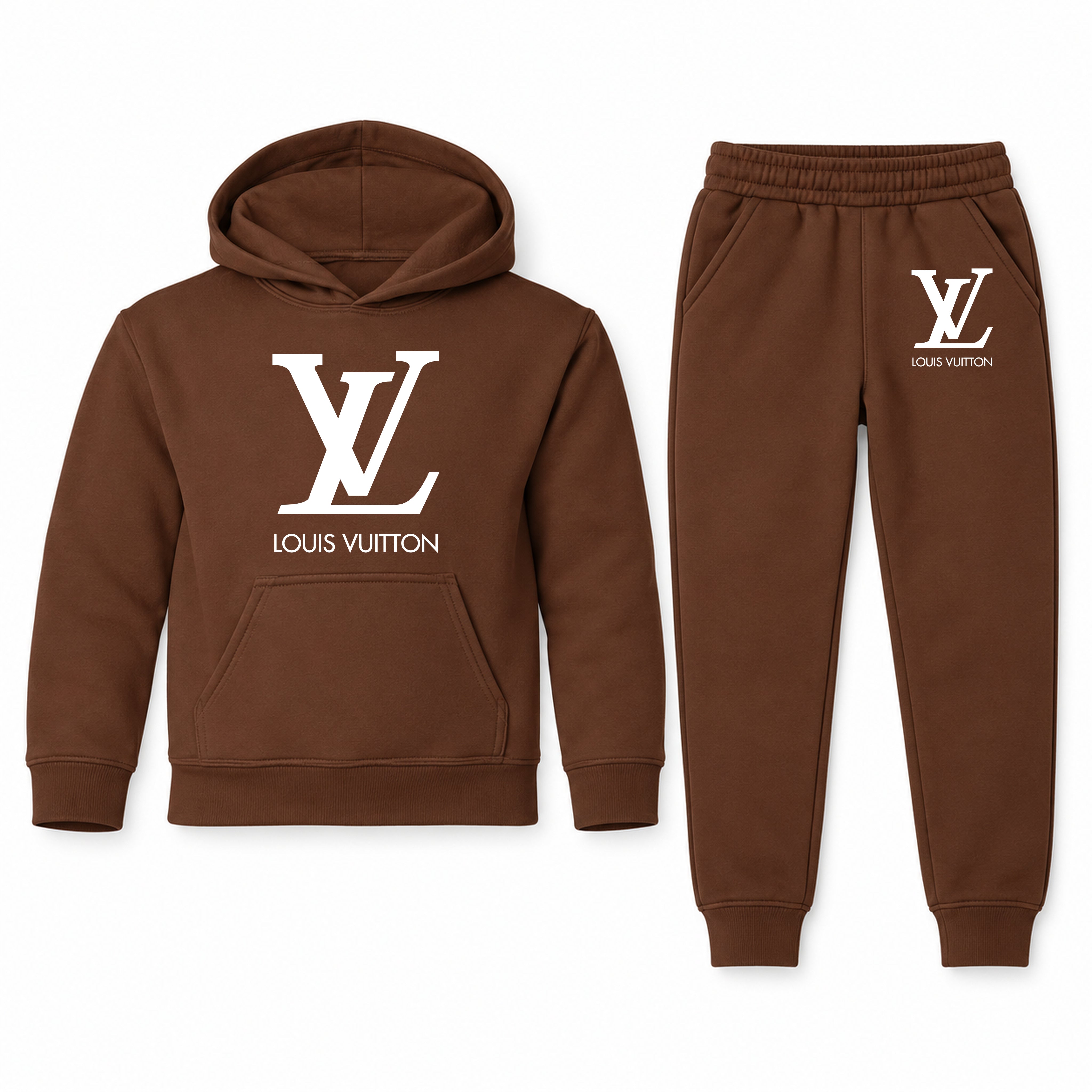 Louis Vuitton Youth Hoodie Jogger Set | Brown | Youth Large, ages 10–12