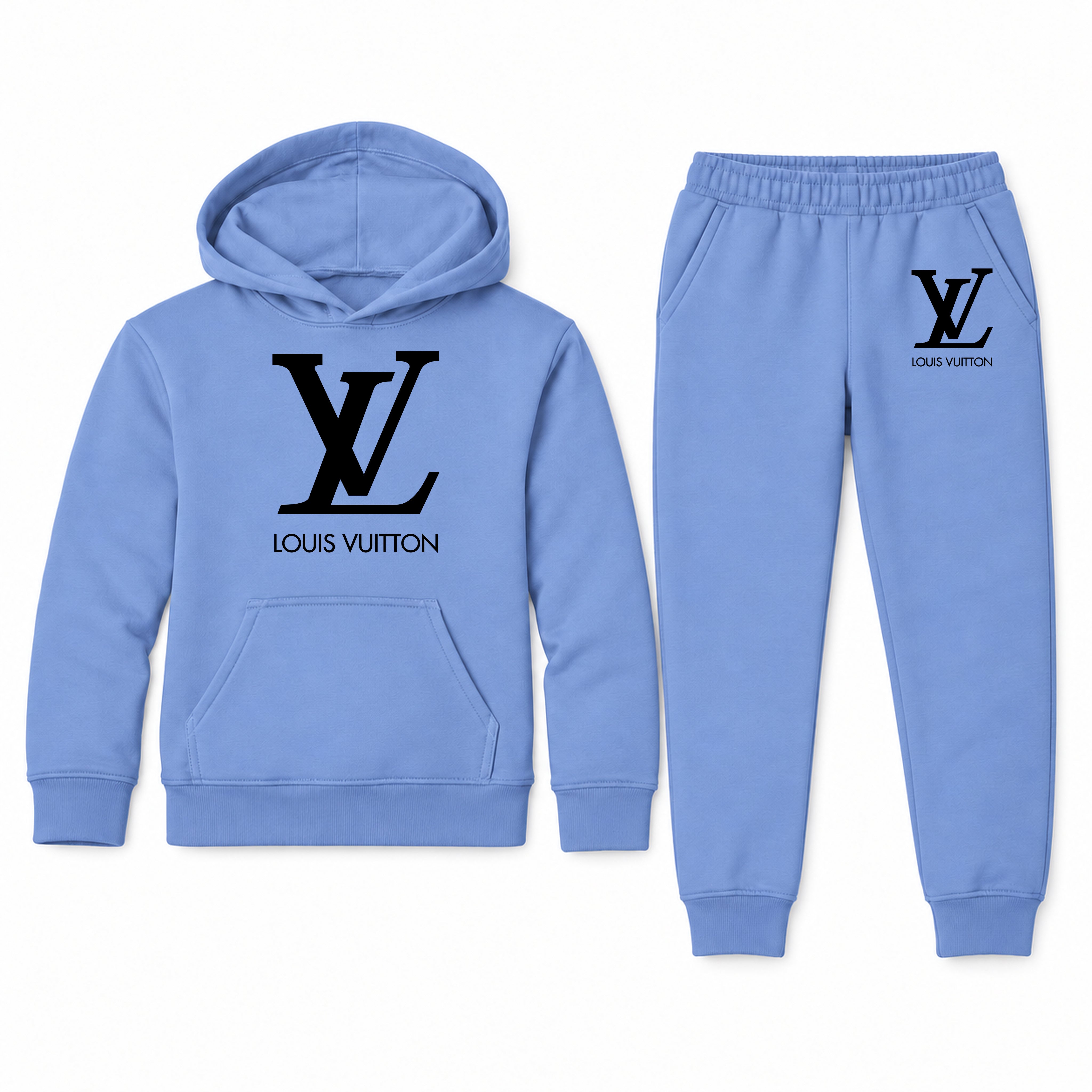 Louis Vuitton Youth Hoodie Jogger Set | Carolina Blue | Youth Large, ages 10–12