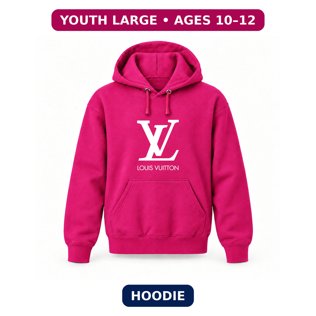Louis Vuitton - Youth Large Hoodie (Ages 10–12) | Color: Hot Pink