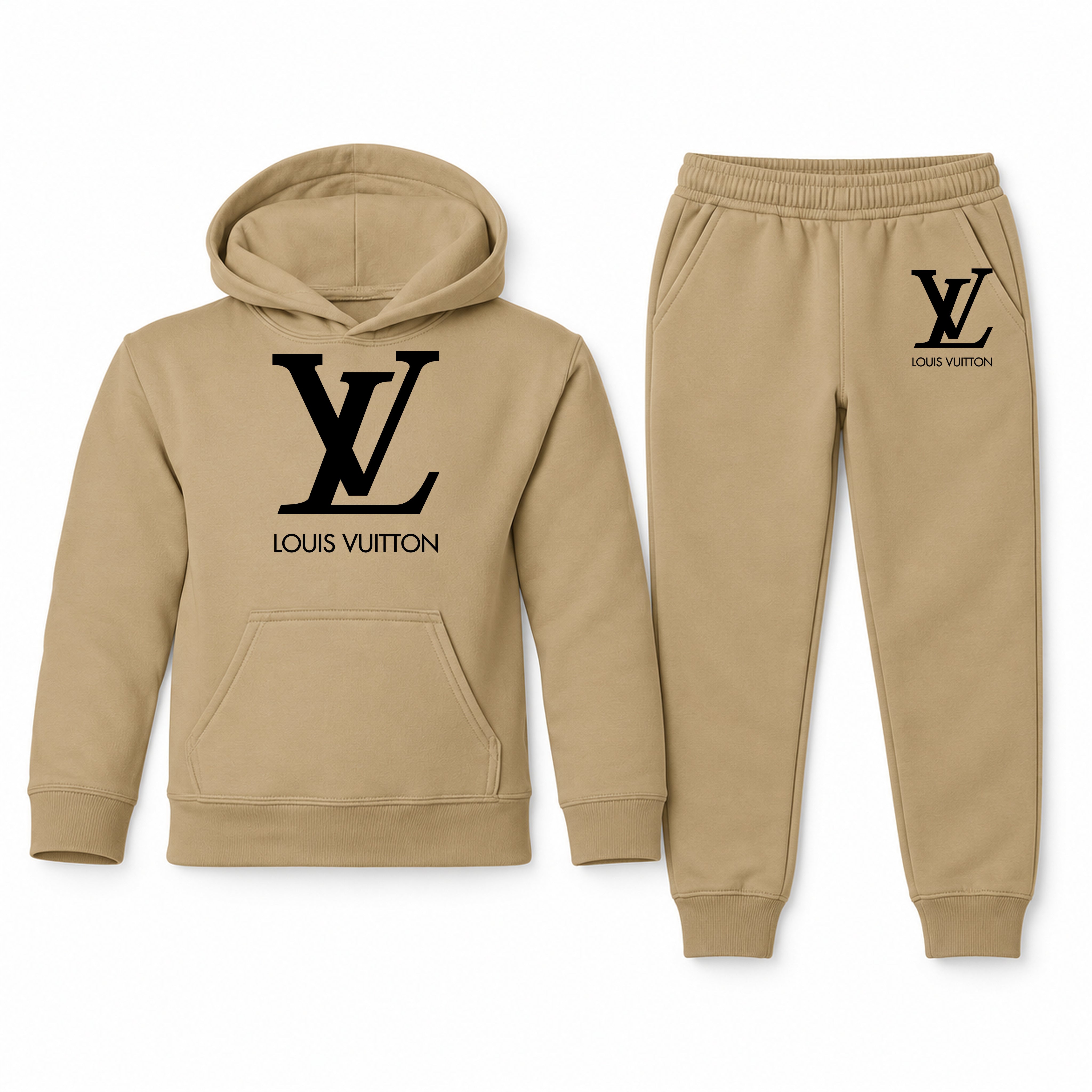 Louis Vuitton Youth Hoodie Jogger Set | Khaki | Youth Large, ages 10–12