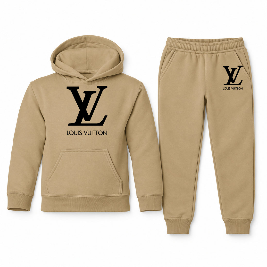 Louis Vuitton Youth Hoodie Jogger Set | Khaki | Youth Large, ages 10–12