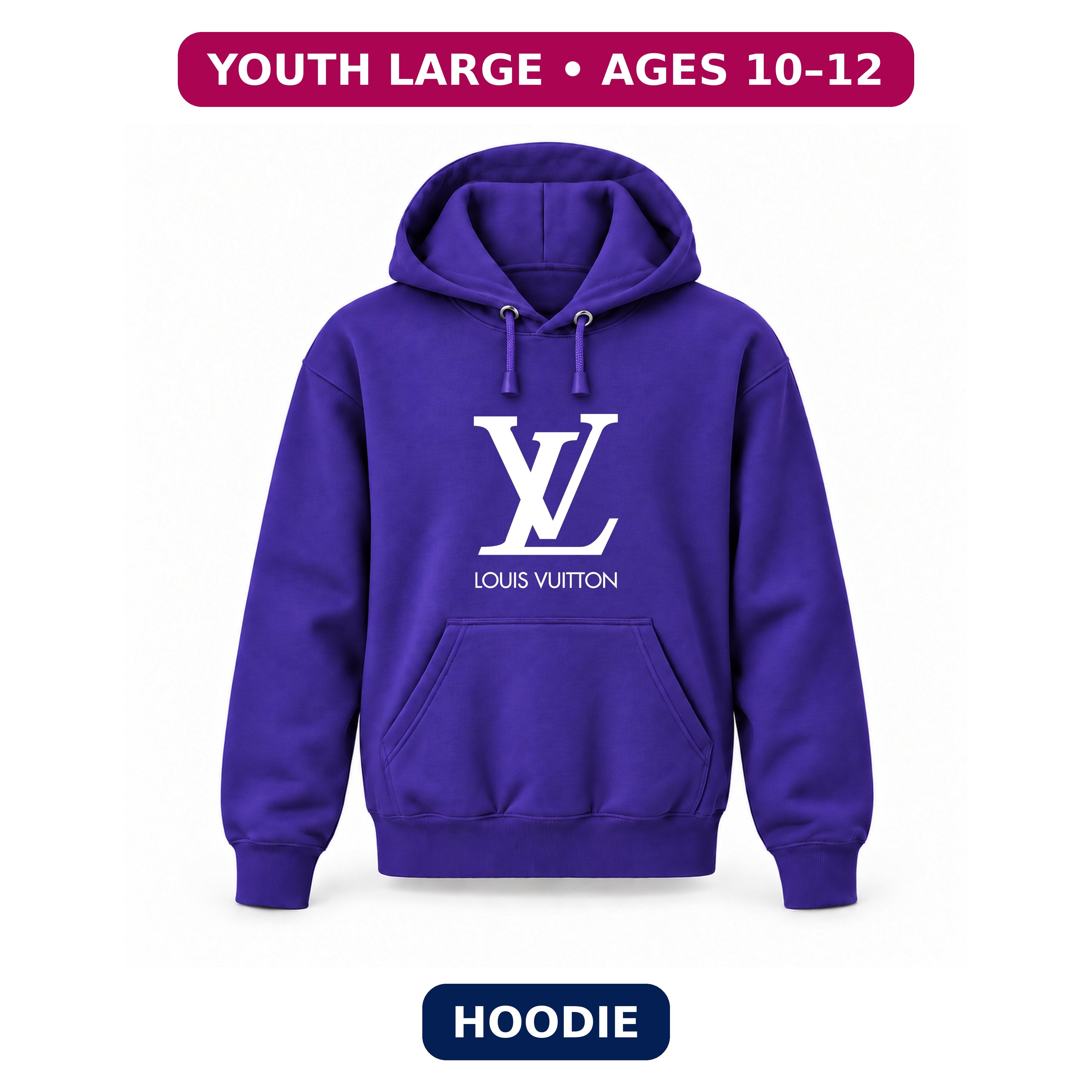 Louis Vuitton - Youth Large Hoodie (Ages 10–12) | Color: Purple