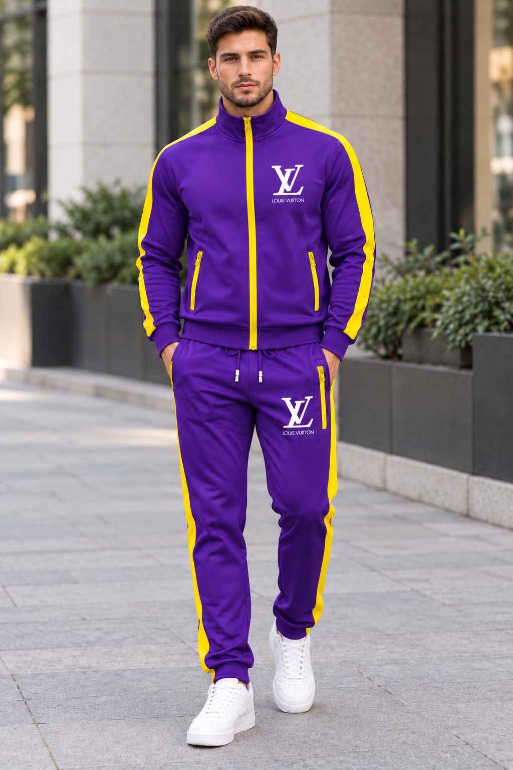 Men's Louis Vuitton Dri-Fit TrackSuit | Color: Purple | Image 1