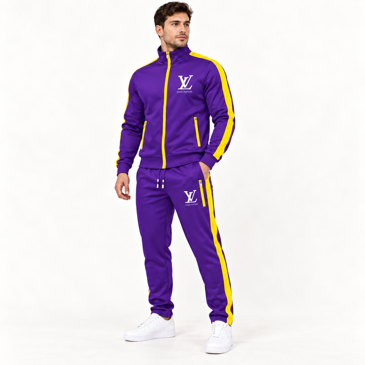 Men's Louis Vuitton Dri-Fit TrackSuit | Color: Purple | Image 2