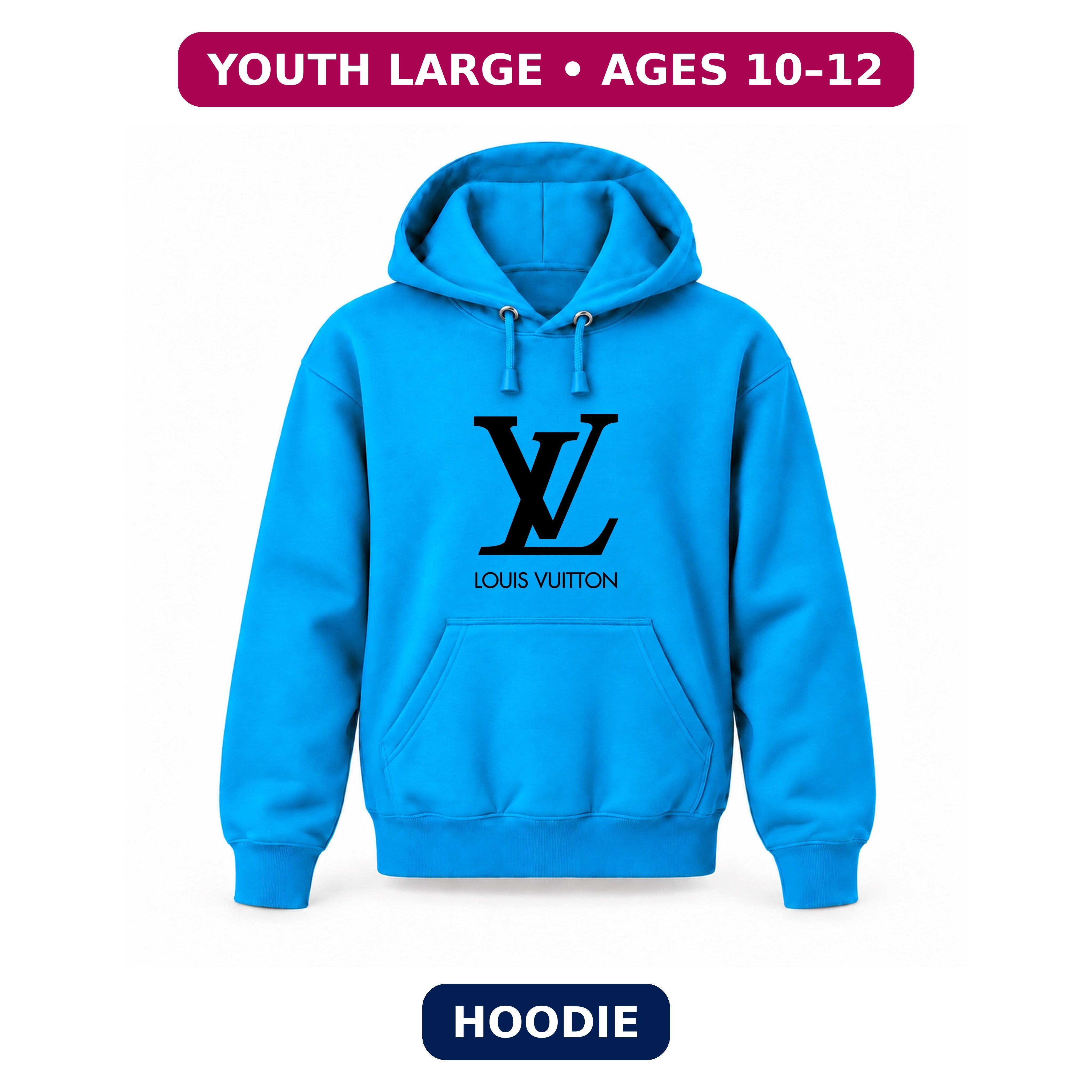 Louis Vuitton - Youth Large Hoodie (Ages 10–12) | Color: Turquoise