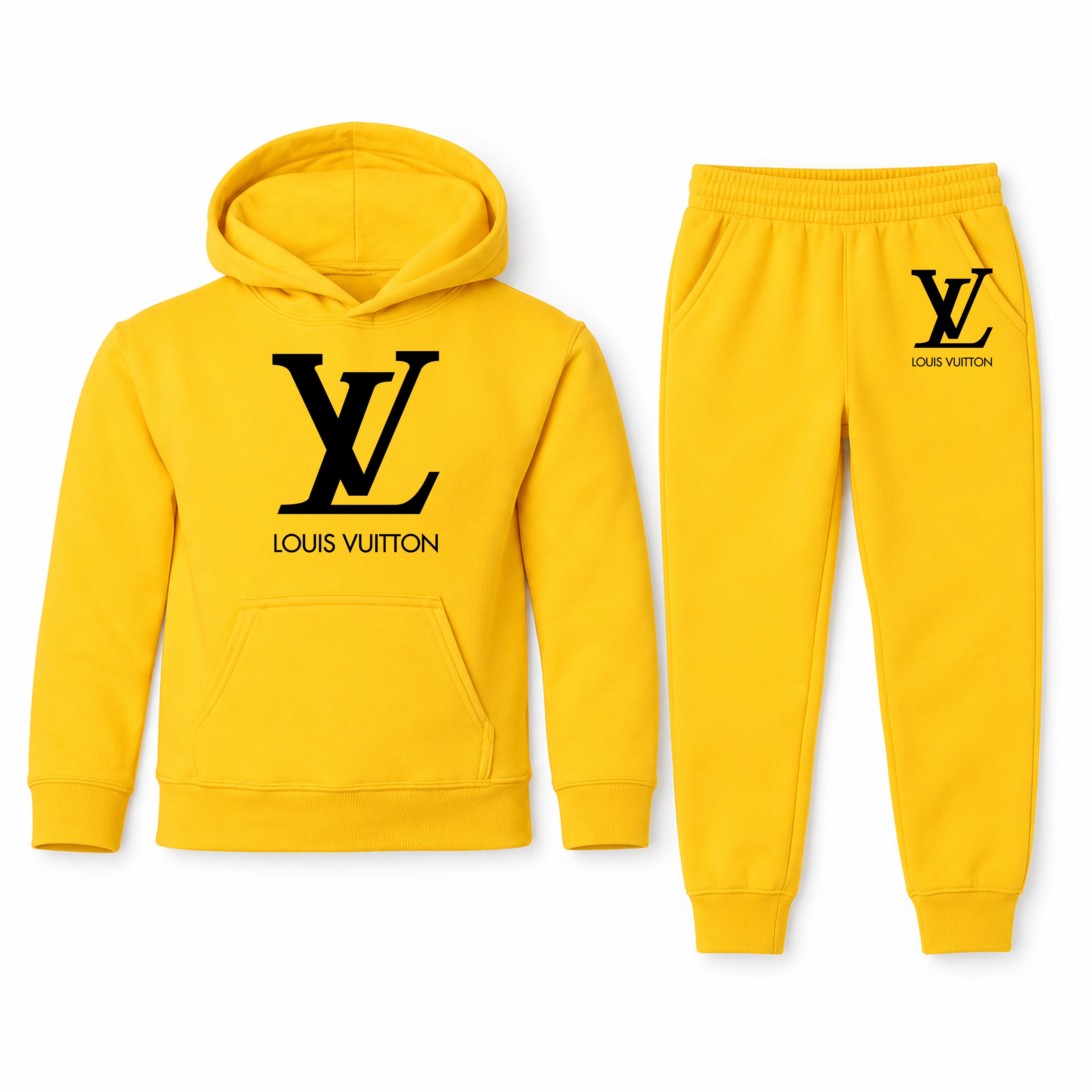 Louis Vuitton Youth Hoodie Jogger Set | Yellow | Youth Large, ages 10–12