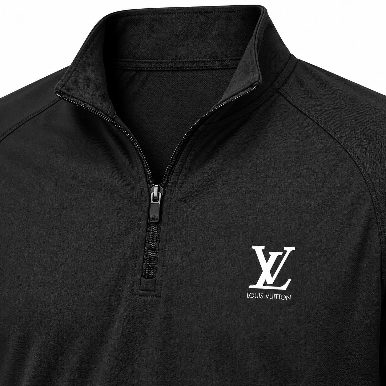 Men's Louis Vuitton Lightweight Quarter-Zip Athletic Shirt Long Sleeve Performance Wear | Color: Black | View 2