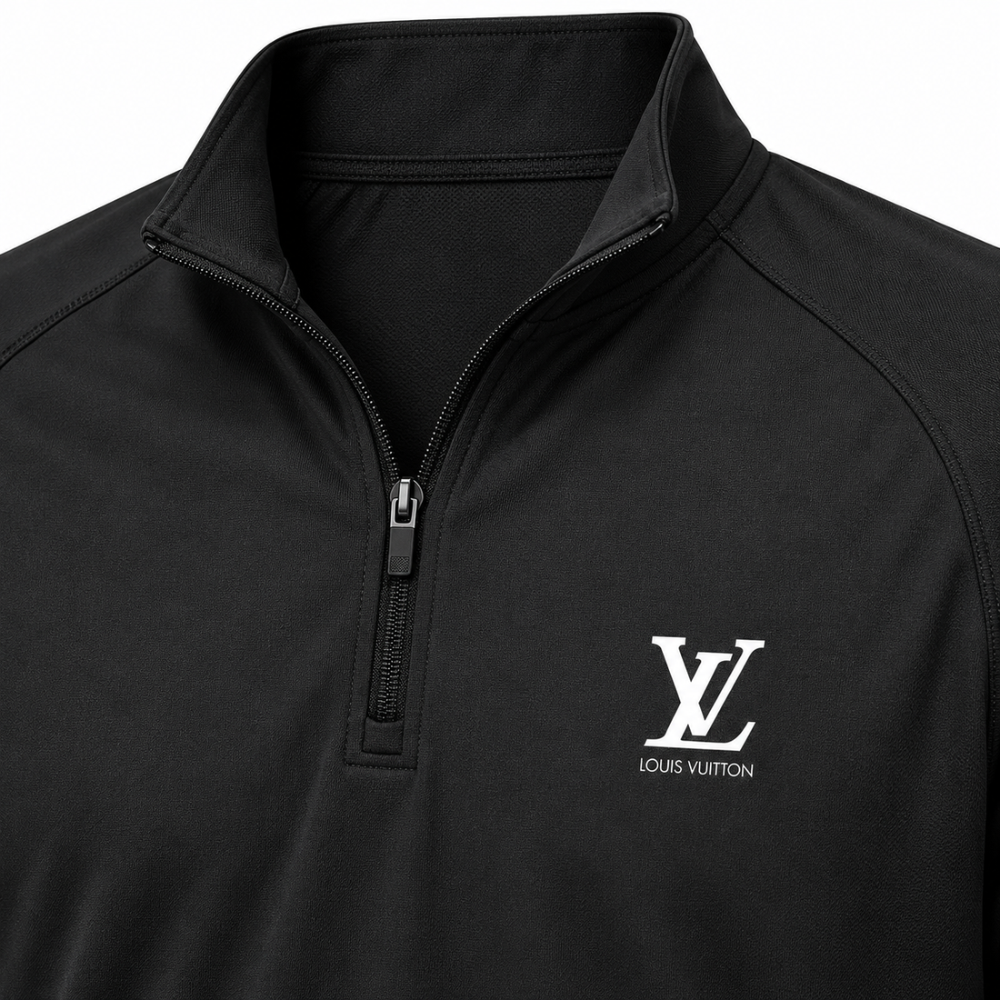 Men's Louis Vuitton Lightweight Quarter-Zip Athletic Shirt Long Sleeve Performance Wear | Color: Black | View 2