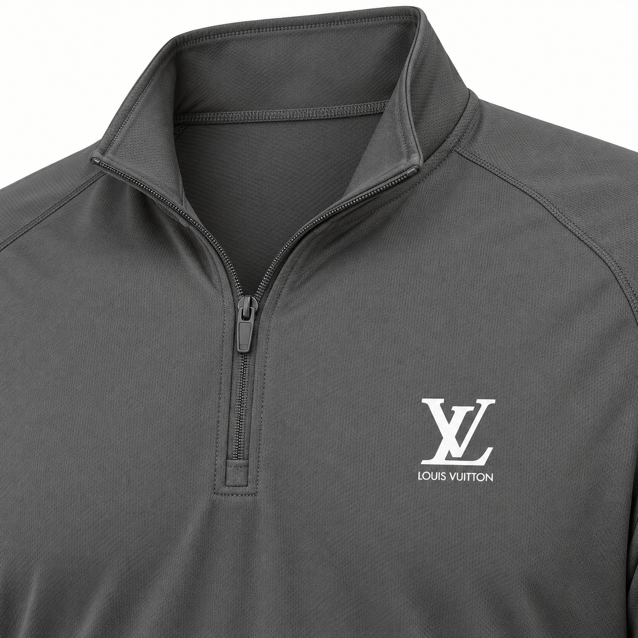 Men's Louis Vuitton Lightweight Quarter-Zip Athletic Shirt Long Sleeve Performance Wear | Color: Dark Grey | View 2