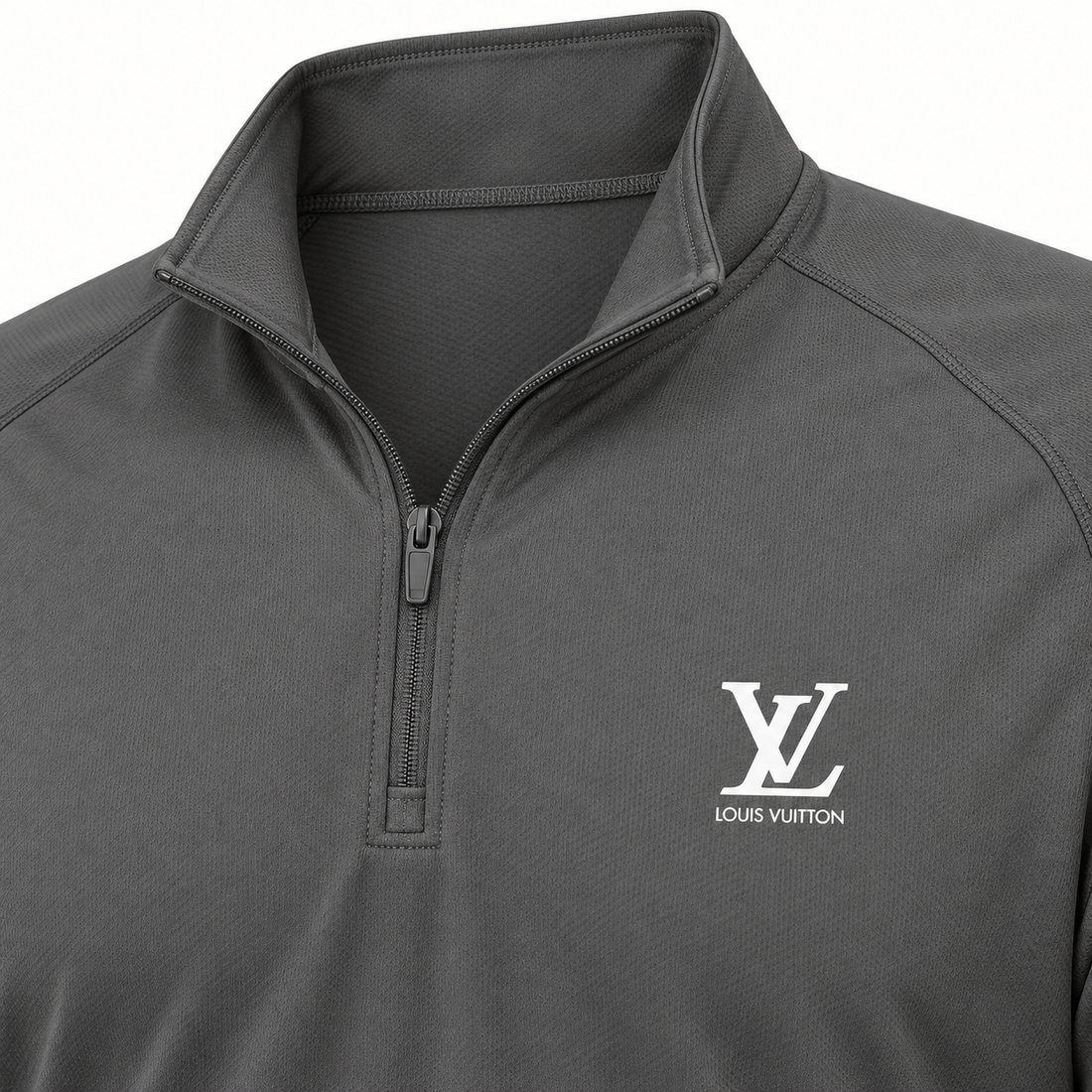 Men's Louis Vuitton Lightweight Quarter-Zip Athletic Shirt Long Sleeve Performance Wear | Color: Dark Grey | View 2