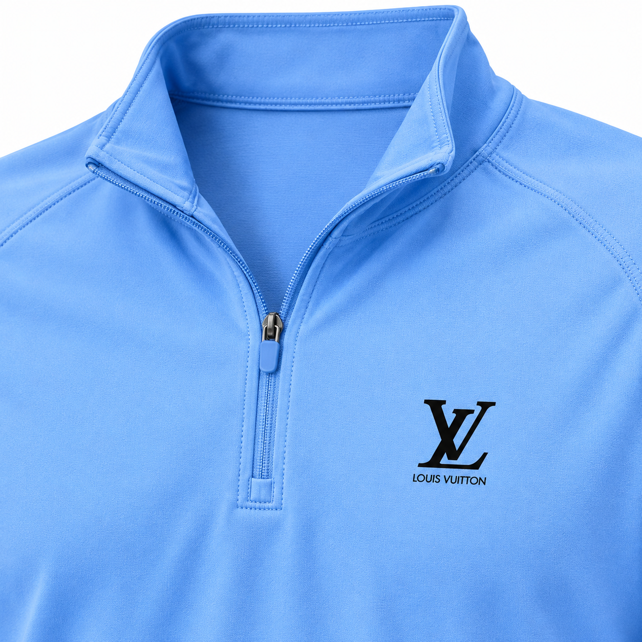 Men's Louis Vuitton Lightweight Quarter-Zip Athletic Shirt Long Sleeve Performance Wear | Color: Light Blue | View 2