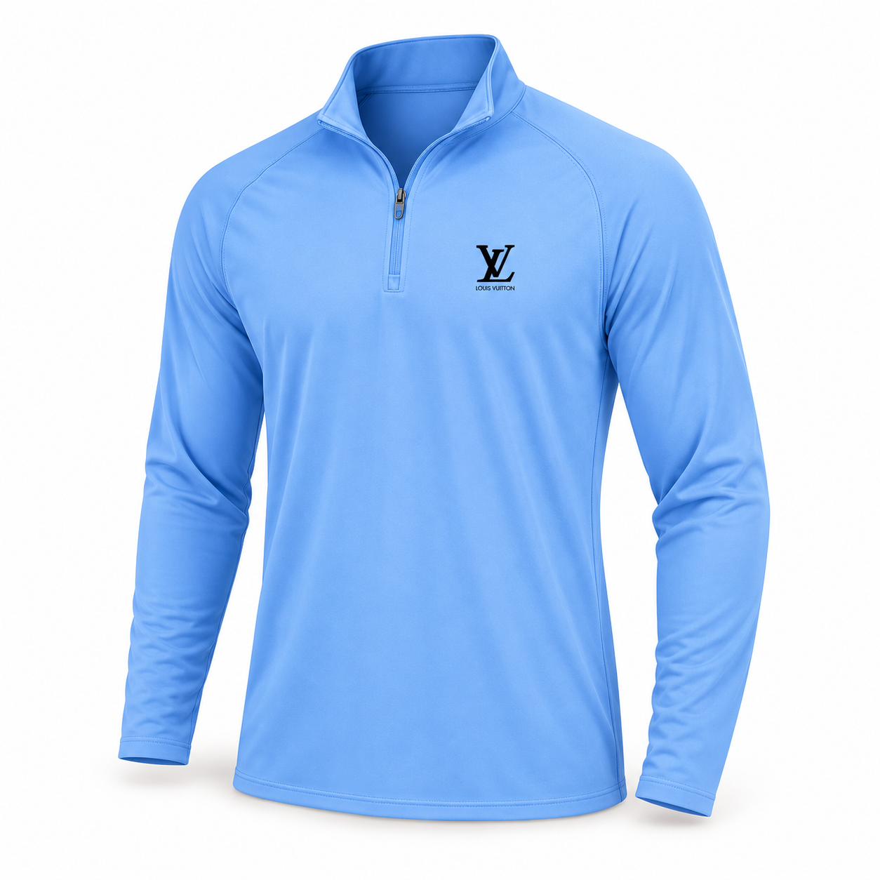 Men's Louis Vuitton Lightweight Quarter-Zip Athletic Shirt Long Sleeve Performance Wear | Color: Light Blue | View 3