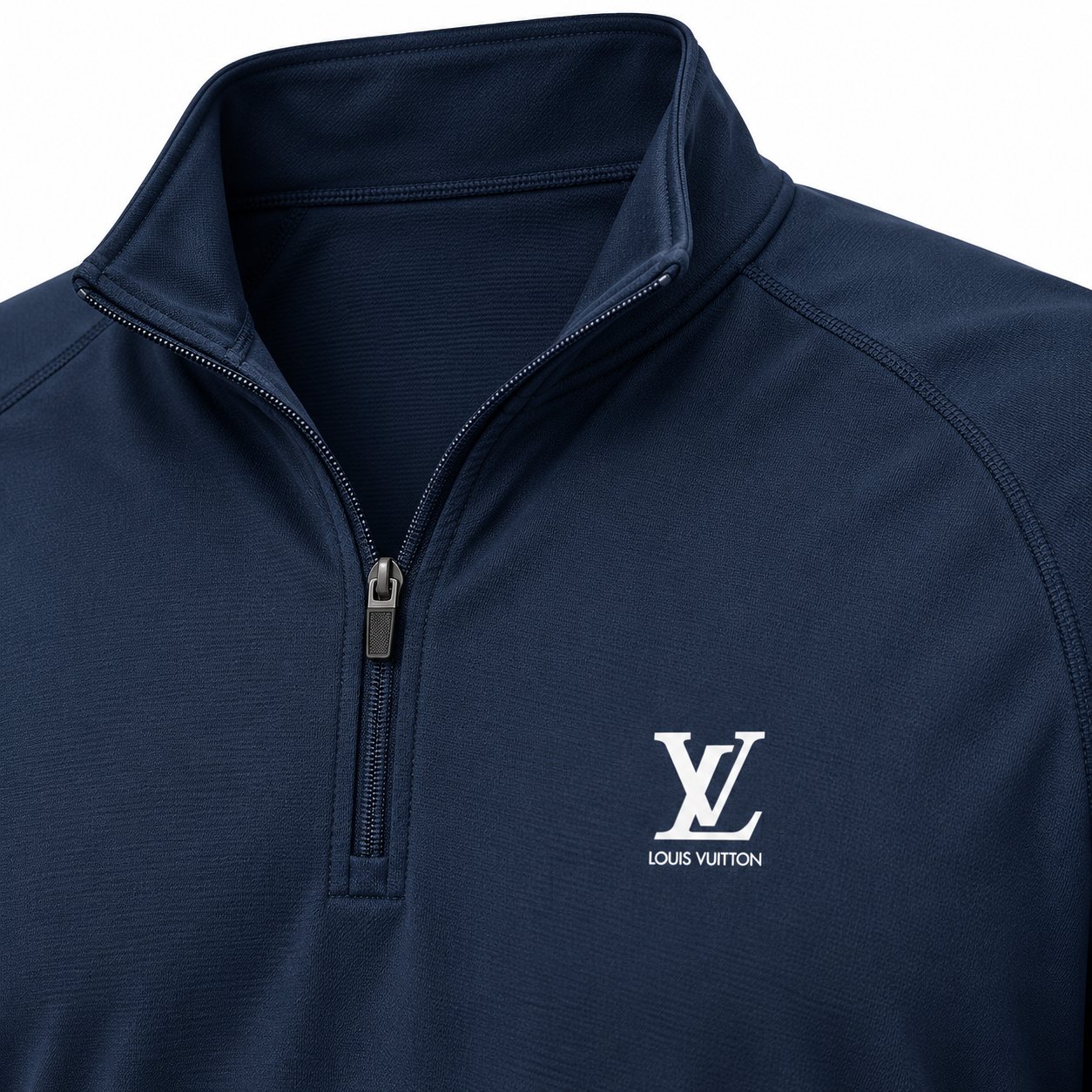 Men's Louis Vuitton Lightweight Quarter-Zip Athletic Shirt Long Sleeve Performance Wear | Color: Navy | View 2