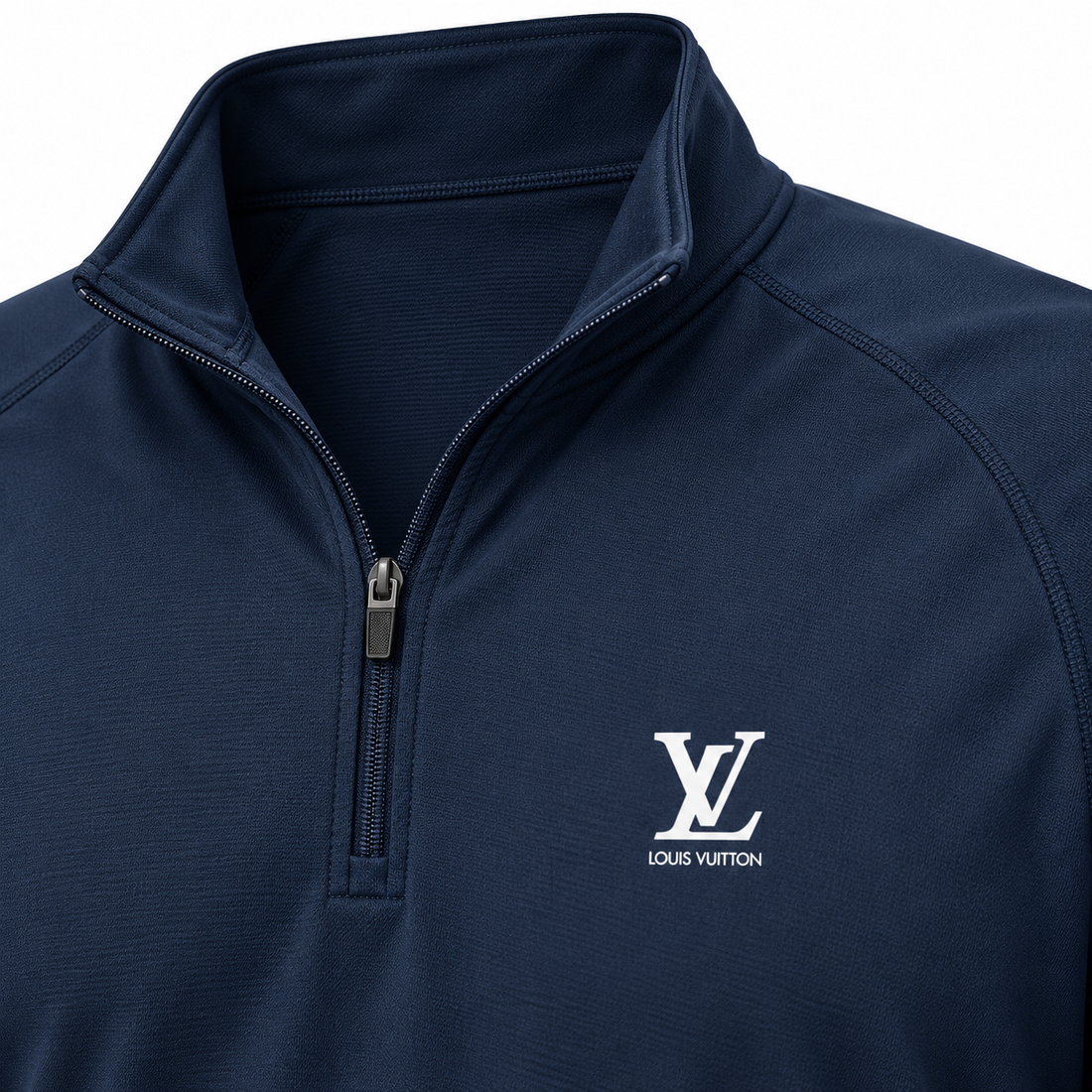 Men's Louis Vuitton Lightweight Quarter-Zip Athletic Shirt Long Sleeve Performance Wear | Color: Navy | View 2